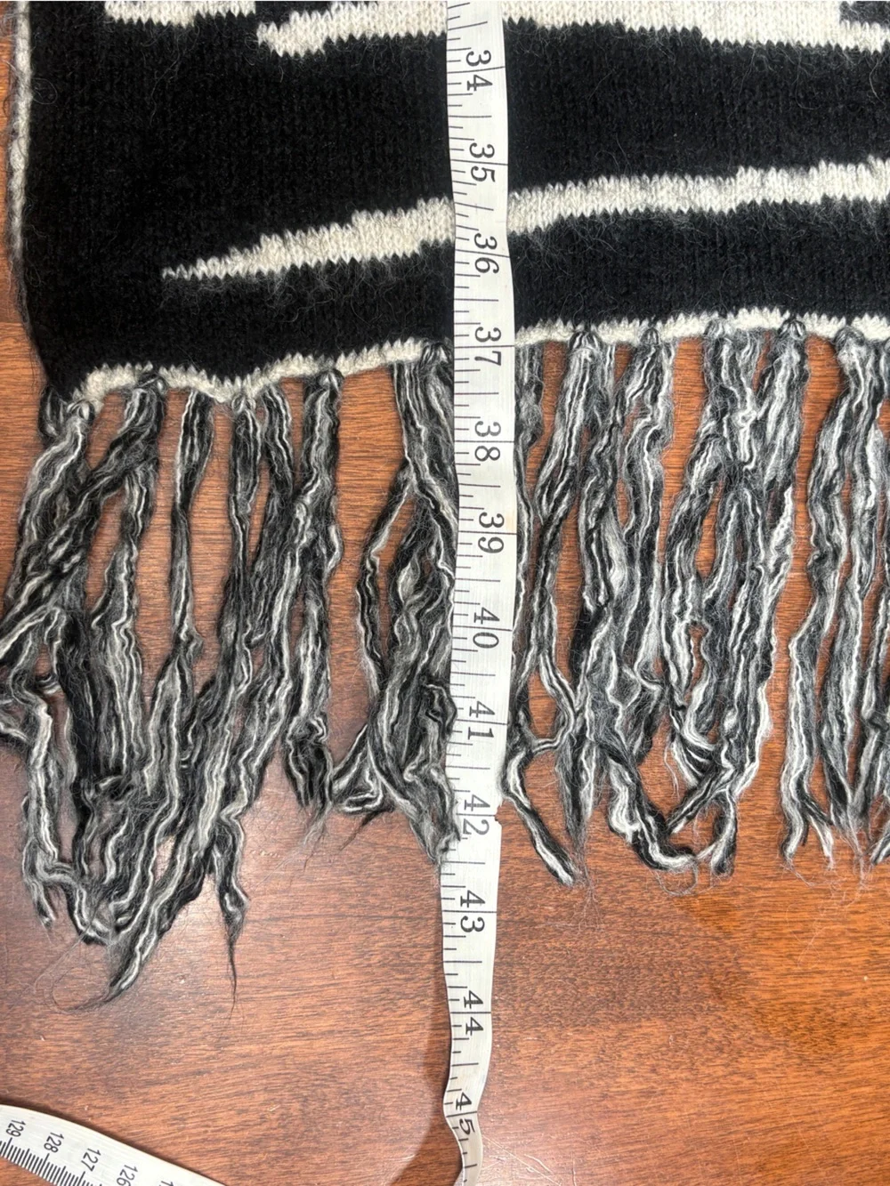Black & White Zebra Fringe Scarf – Brand Unknown